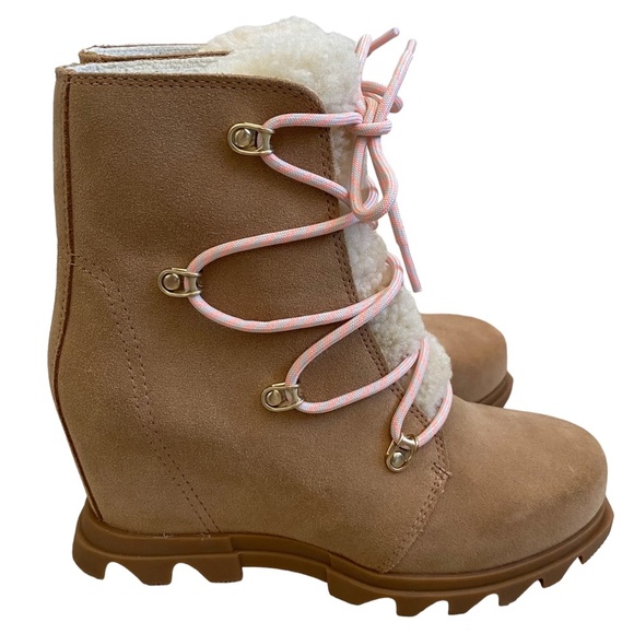 NEW sorel Joan of Arctic III Shearling Trim Waterproof Wedge leather Boot 5 36 - Picture 8 of 16